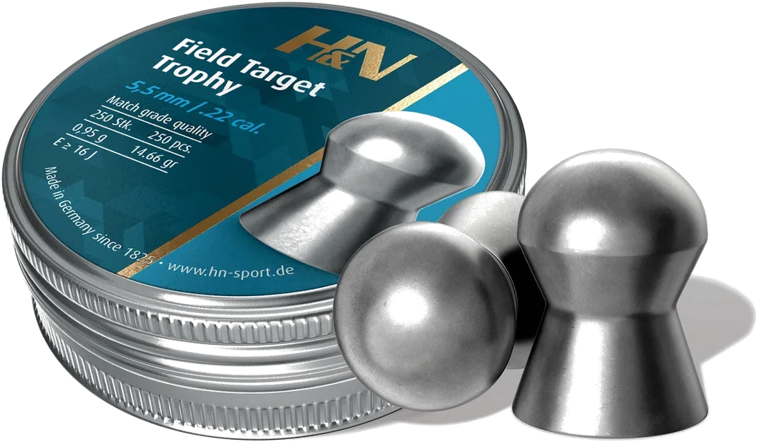 H&N Field Target Trophy .22 Cal, 14.66 Grains, Round Nose, 250ct